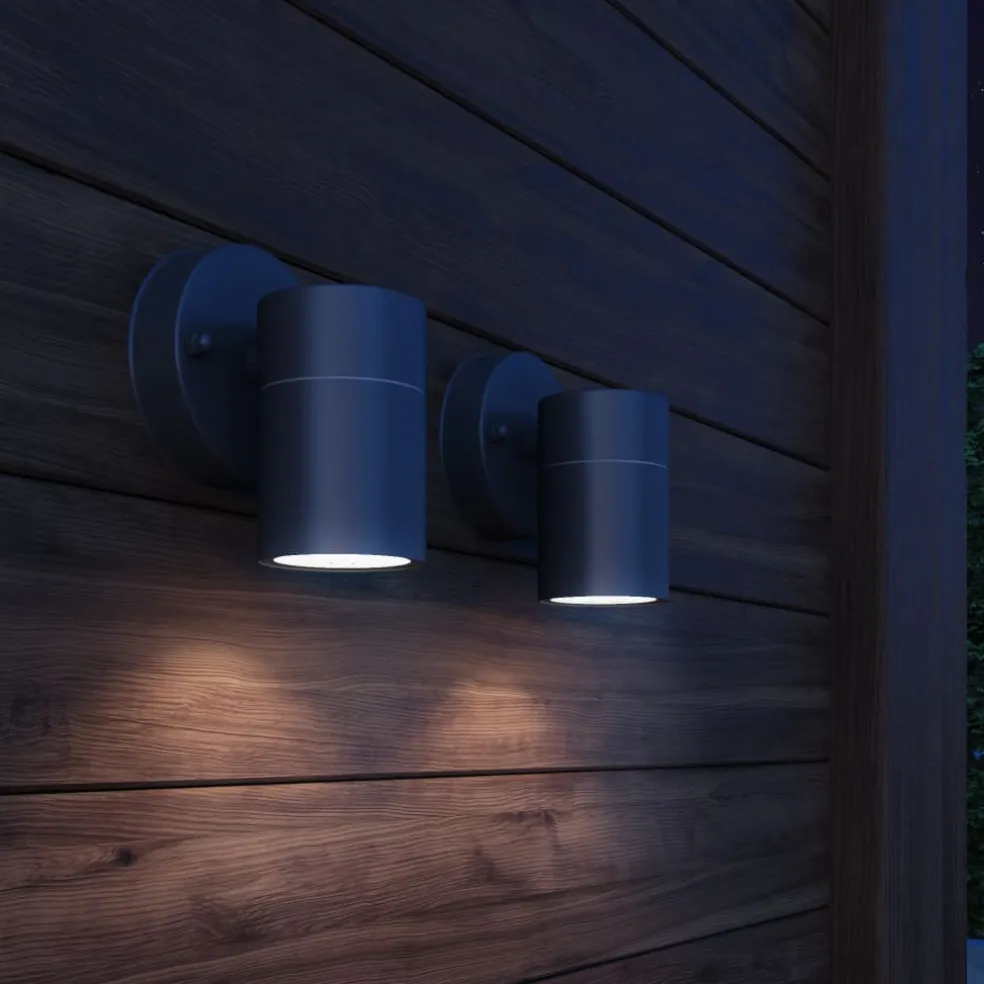 vidaXL Wandlamp buiten neerwaarts RVS 2 st