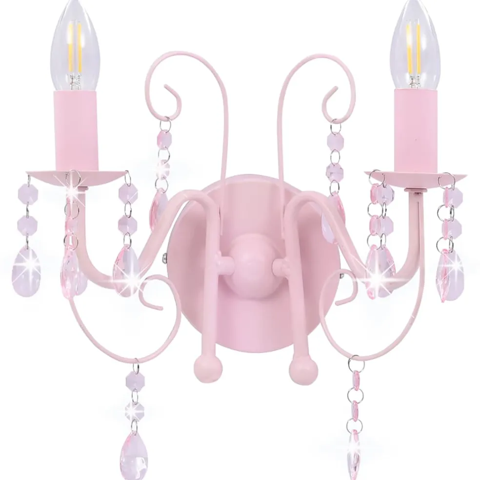 vidaXL Wandlamp met kralen 2 x E14 roze