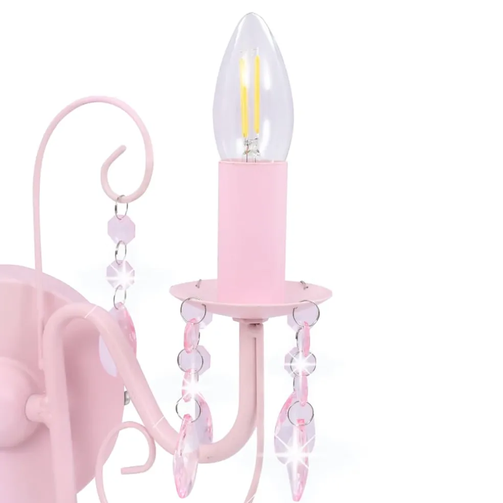 vidaXL Wandlamp met kralen 2 x E14 roze