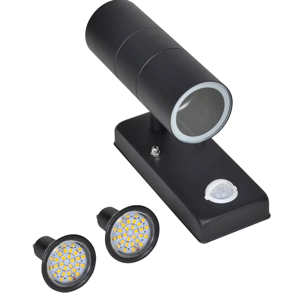 vidaXL Wandlamp met sensor LED cilindervormig RVS zwart