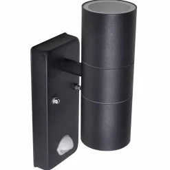 vidaXL Wandlamp met sensor LED cilindervormig RVS zwart