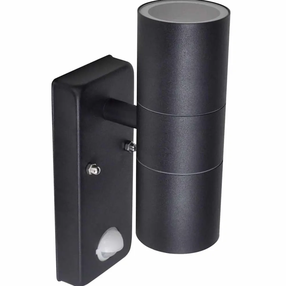 vidaXL Wandlamp met sensor LED cilindervormig RVS zwart