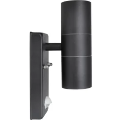 vidaXL Wandlamp met sensor LED cilindervormig RVS zwart