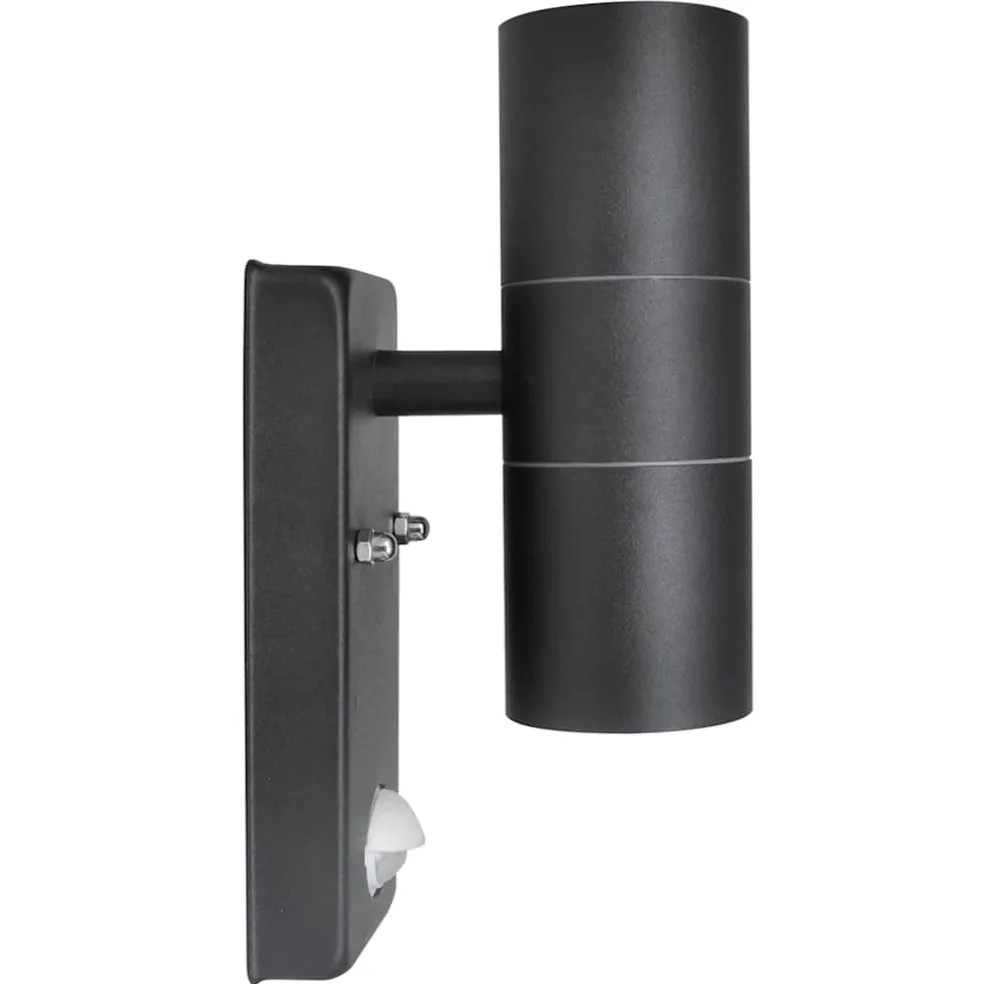 vidaXL Wandlamp met sensor LED cilindervormig RVS zwart