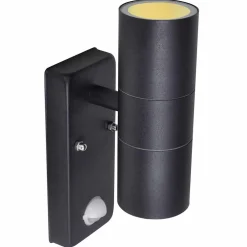 vidaXL Wandlamp met sensor LED cilindervormig RVS zwart