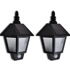 vidaXL Wandlamp solar met bewegingsensor 2 st