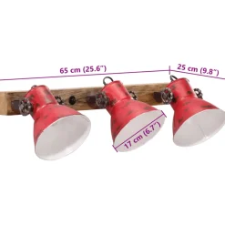 vidaXL Wandlamp 25 W E27 65x25 cm verweerd rood