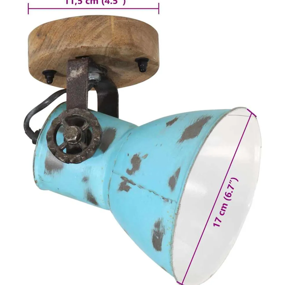 vidaXL Wandlamp 25 W E27 11,5x11,5x25 cm verweerd blauw