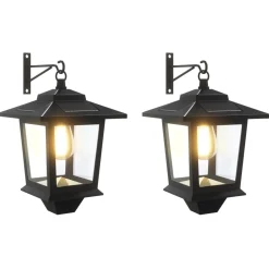 vidaXL Wandlamp with LED Bulb 2 st Zwart 19 x 14 x 25 cm RVS en ABS