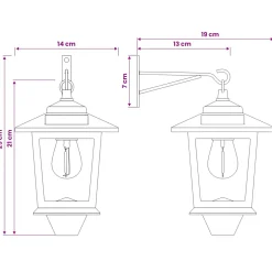 vidaXL Wandlamp with LED Bulb 2 st Zwart 19 x 14 x 25 cm RVS en ABS