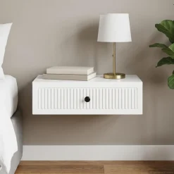 vidaXL Wandmontage Zijtafel Hoogglans Wit 59 x 34,5 x 17 cm