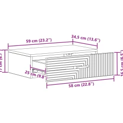 vidaXL Wandmontage Zijtafel 59 x 34,5 x 17 cm Bewerkt hout