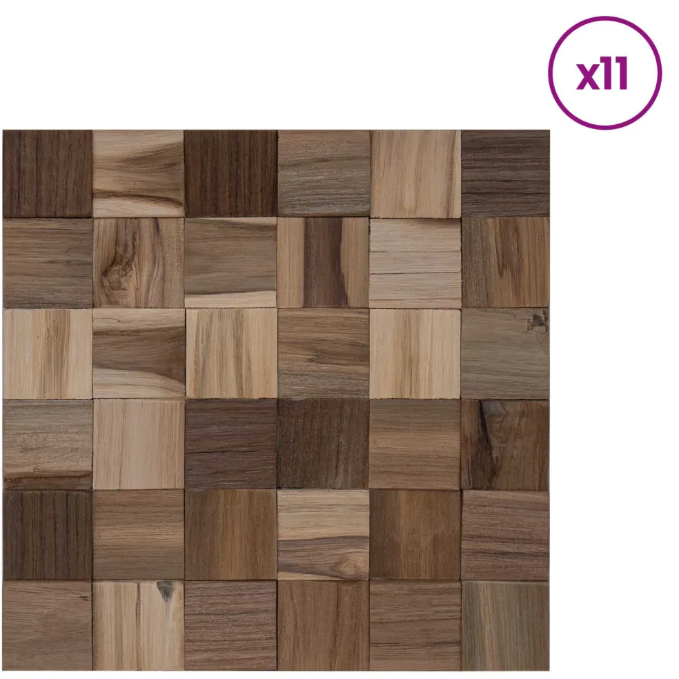 vidaXL Wandpaneel 11 st Naturel 30 x 30 x 2 cm