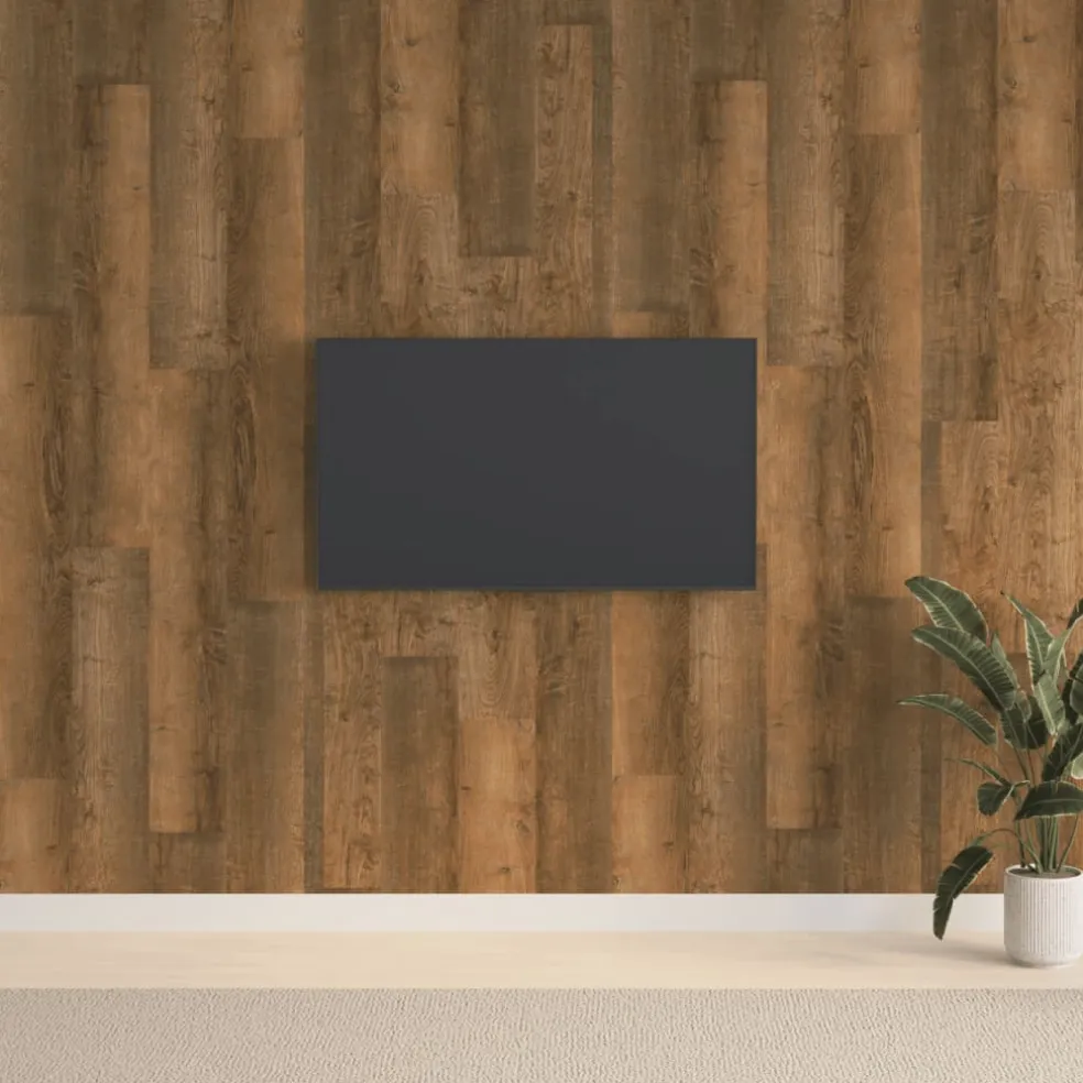 vidaXL Wandpanelen 15 st Donkerbruin PVC