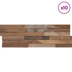 vidaXL Wandpanelen 10 st Naturel 56 x 18 x 2 cm Massief Teakhout