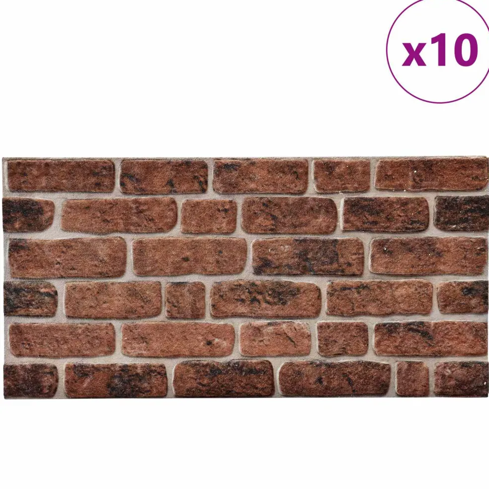 vidaXL Wandpanelen 10 st 100 x 50 cm Bruin Baksteen EPS-schuim
