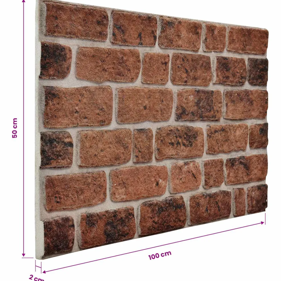 vidaXL Wandpanelen 10 st 100 x 50 cm Bruin Baksteen EPS-schuim