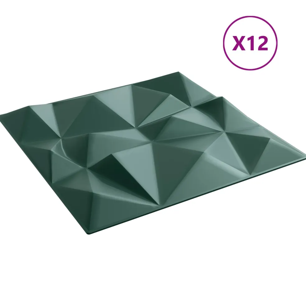 vidaXL Wandpanelen 12 st 50 x 50 cm Diamant Groen XPS Schuim