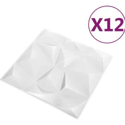 vidaXL Wandpanelen 12 st 50 x 50 cm Diamant Wit XPS Schuim