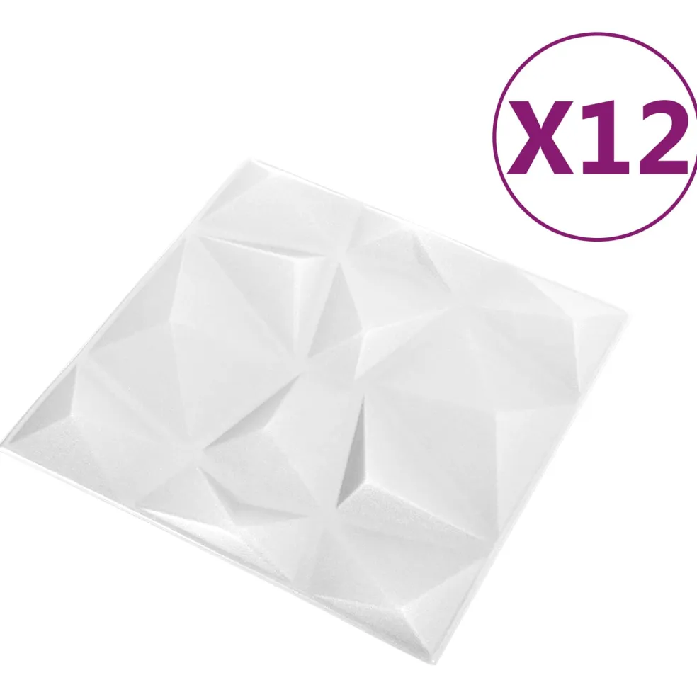 vidaXL Wandpanelen 12 st 50 x 50 cm Diamant Wit XPS Schuim