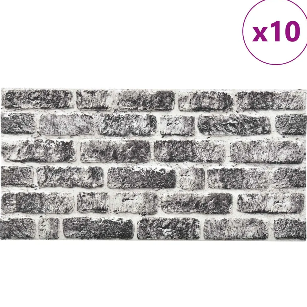 vidaXL Wandpanelen 10 st 100 x 50 cm Donkergrijs en Wit EPS-schuim