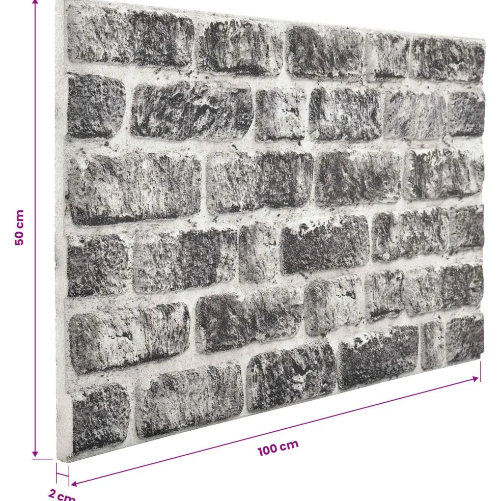 vidaXL Wandpanelen 10 st 100 x 50 cm Donkergrijs en Wit EPS-schuim