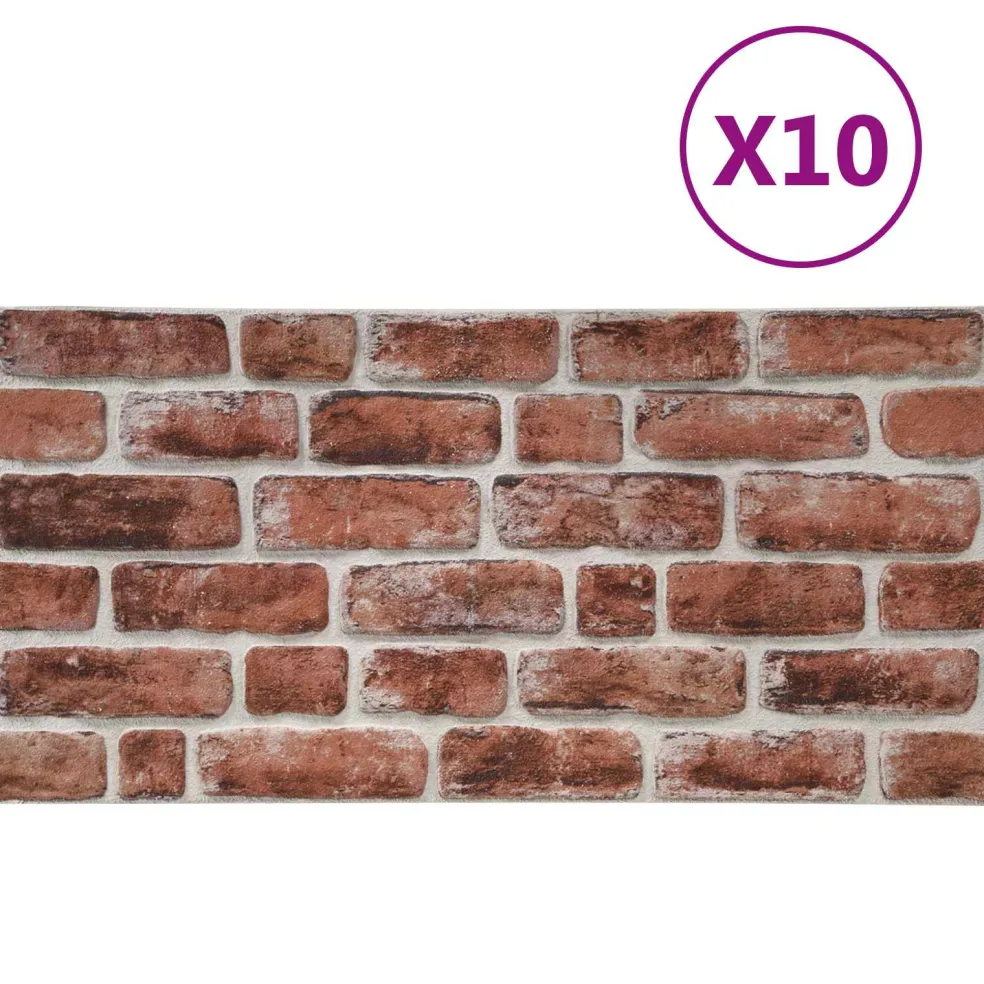 vidaXL Wandpanelen 10 st 100 x 50 cm Donkerbruin en Wit EPS-schuim