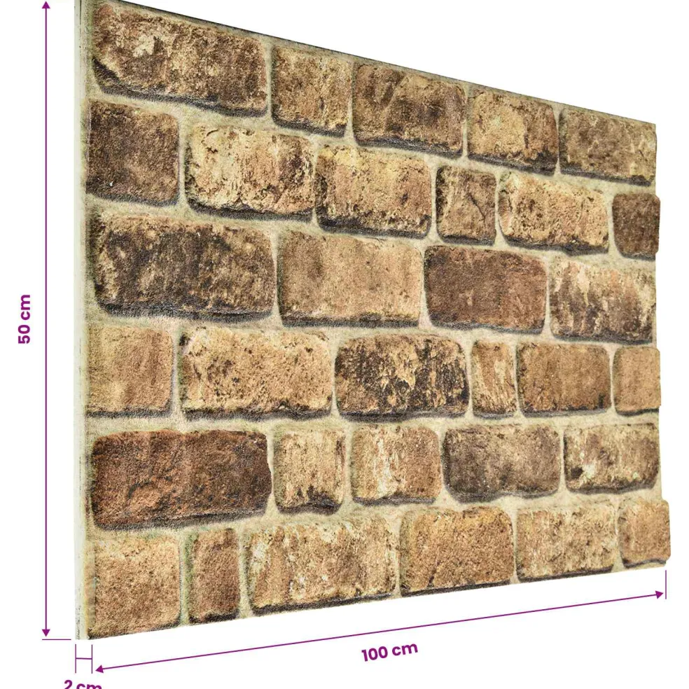 vidaXL Wandpanelen 10 st 100 x 50 cm Donker Zand EPS-schuim