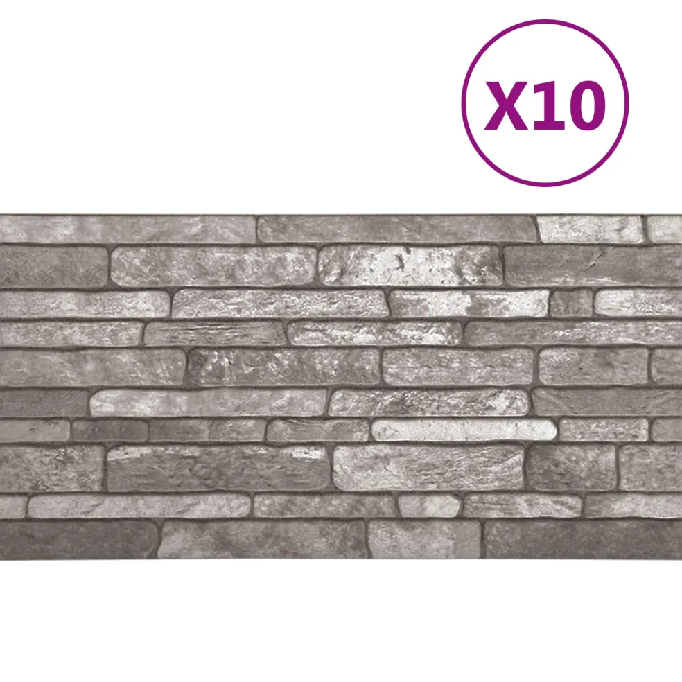 vidaXL Wandpanelen 10 st 100 x 50 cm Donkergrijs EPS-schuim