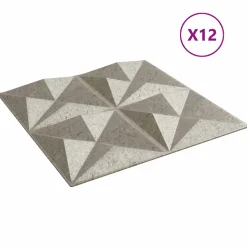 vidaXL Wandpanelen 12 st 50 x 50 cm Origami Beton XPS Schuim