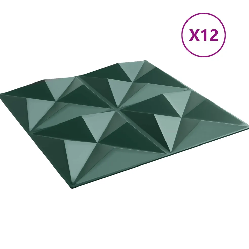 vidaXL Wandpanelen 12 st 50 x 50 cm Origami Groen XPS Schuim