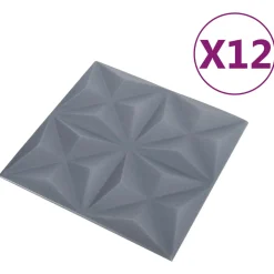 vidaXL Wandpanelen 12 st 50 x 50 cm Origami Grijs XPS Schuim