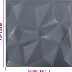 vidaXL Wandpanelen 12 st 50 x 50 cm Origami Grijs XPS Schuim