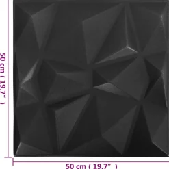 vidaXL Wandpanelen 12 st 50 x 50 cm Origami Zwart XPS Schuim