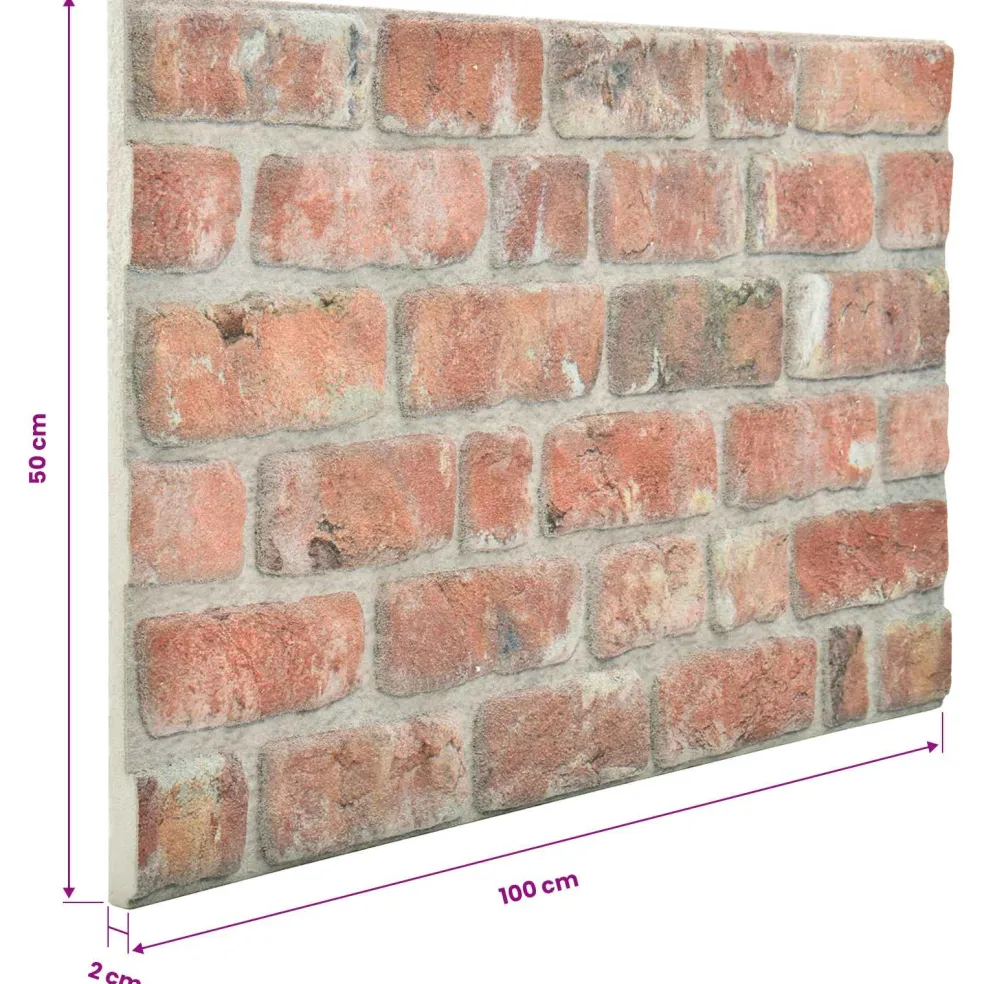 vidaXL Wandpanelen 10 st 100 x 50 cm Rood EPS-schuim