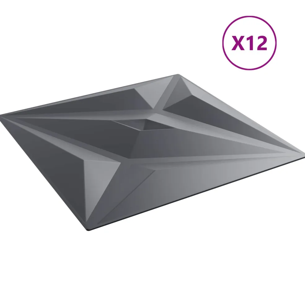 vidaXL Wandpanelen 12 st 50 x 50 cm Ster Grijs XPS Schuim