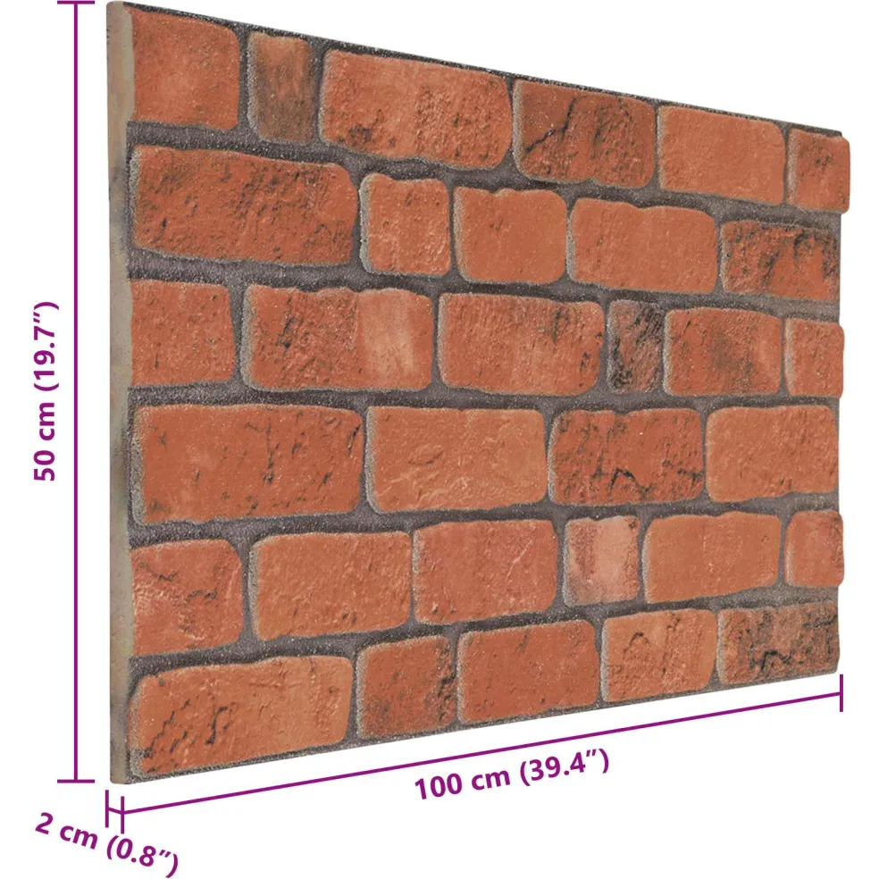 vidaXL Wandpanelen 10 st 100 x 50 cm Terracotta EPS-schuim
