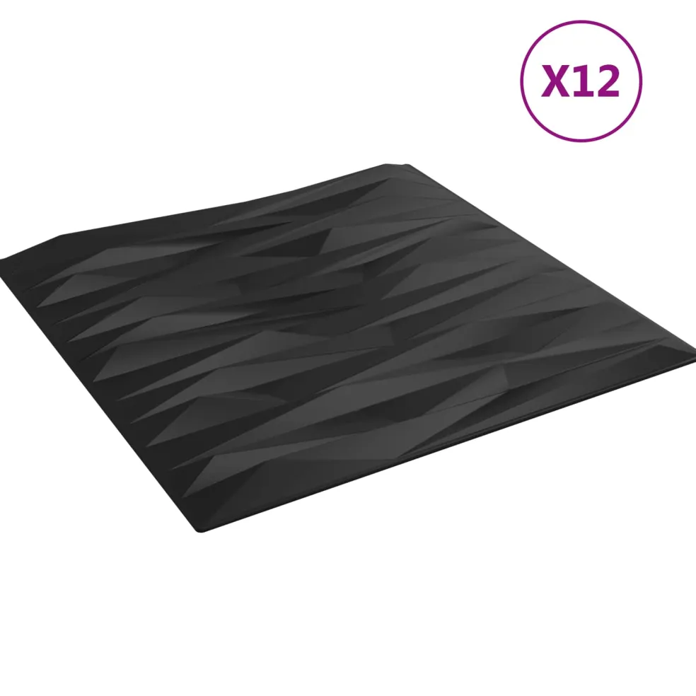 vidaXL Wandpanelen 12 st 50 x 50 cm Zwarte Steen XPS Schuim