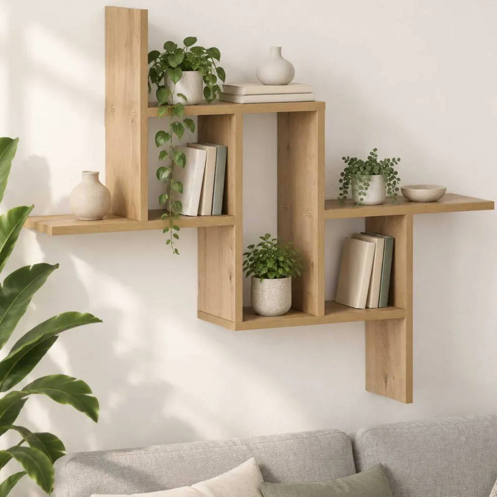 vidaXL Wandplank Artisanaal eiken 87 x 17 x 75 cm Bewerkt hout