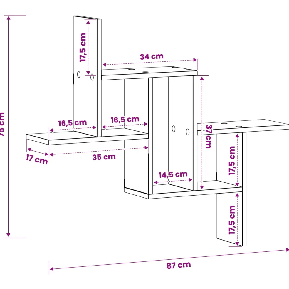vidaXL Wandplank Artisanaal eiken 87 x 17 x 75 cm Bewerkt hout