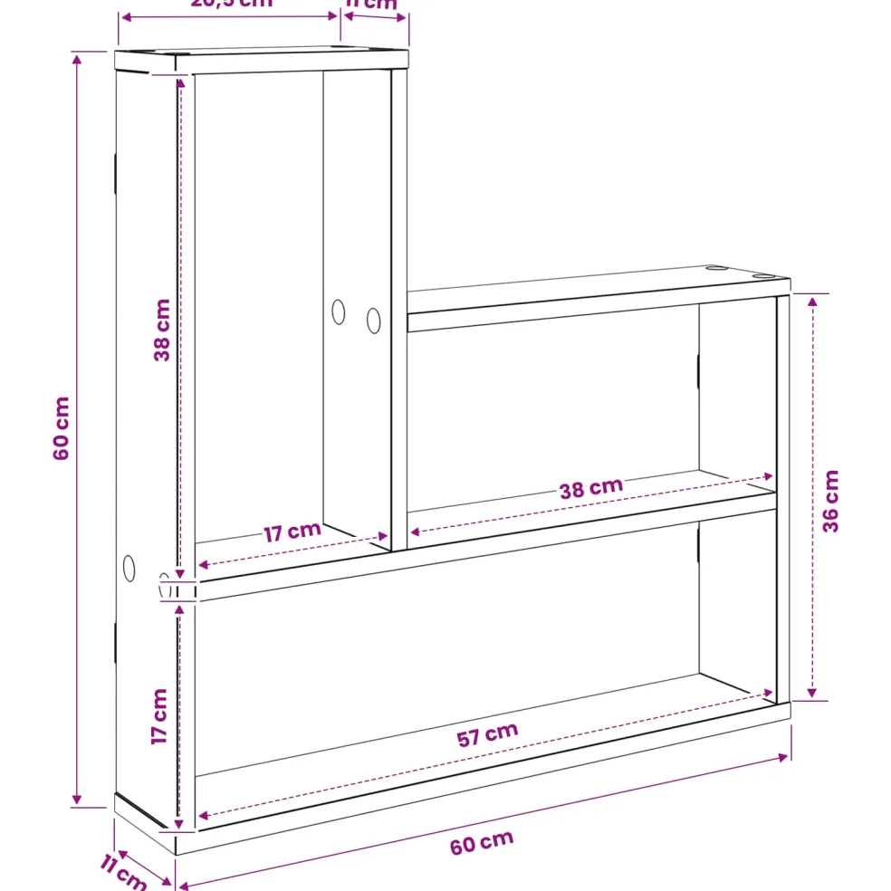 vidaXL Wandplank Artisanaal eiken 60 x 11 x 60 cm Bewerkt hout