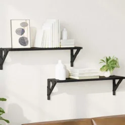 vidaXL Wandplanken 2 st Zwart Eiken 60 x 15 x 15,5 cm Bewerkt hout
