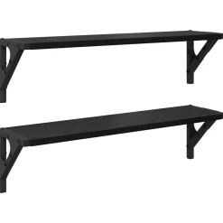 vidaXL Wandplanken 2 st Zwart Eiken 60 x 15 x 15,5 cm Bewerkt hout