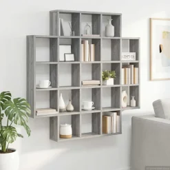 vidaXL Wandplank Grijs Sonoma 100 x 13 x 100 cm Bewerkt hout