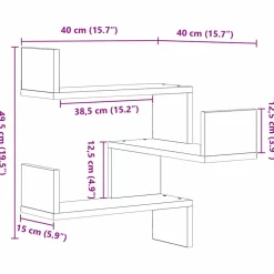 vidaXL Wandplank Muurmontage Zwart Eiken 40 x 40 x 49,5 cm