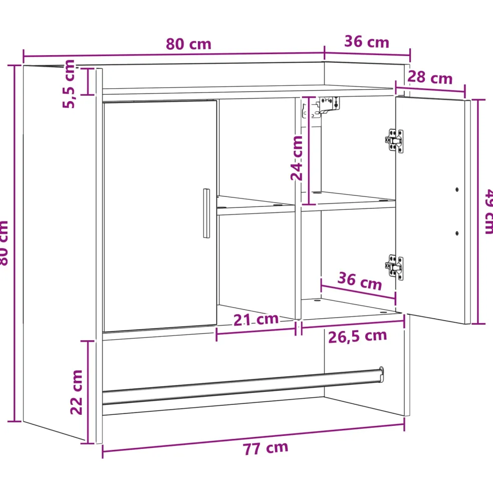 vidaXL Wandplank Muurmontage Gerookt eiken 80 x 36 x 80 cm