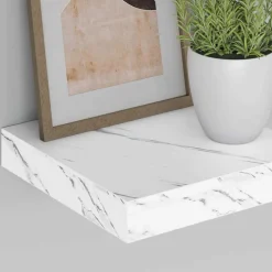 vidaXL Wandplank Muurmontage Wit Marmer 23 x 23,5 x 3,8 cm