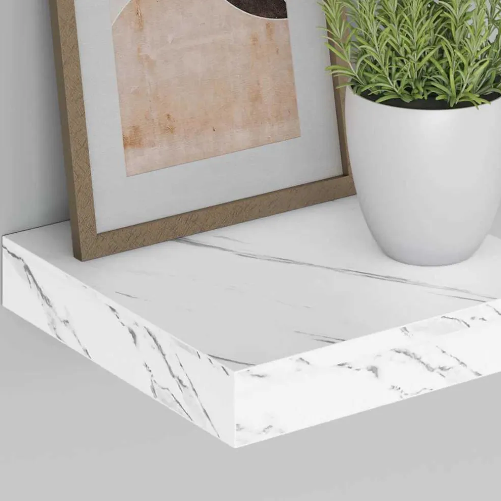 vidaXL Wandplank Muurmontage Wit Marmer 23 x 23,5 x 3,8 cm