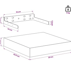 vidaXL Wandplank Muurmontage Wit Marmer 23 x 23,5 x 3,8 cm