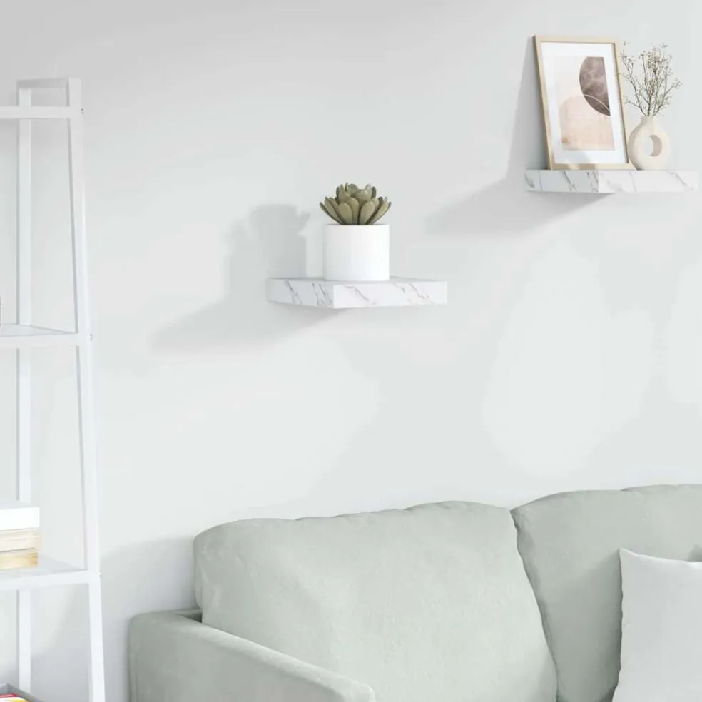 vidaXL Wandplank Muurmontage Wit Marmer 23 x 23,5 x 3,8 cm